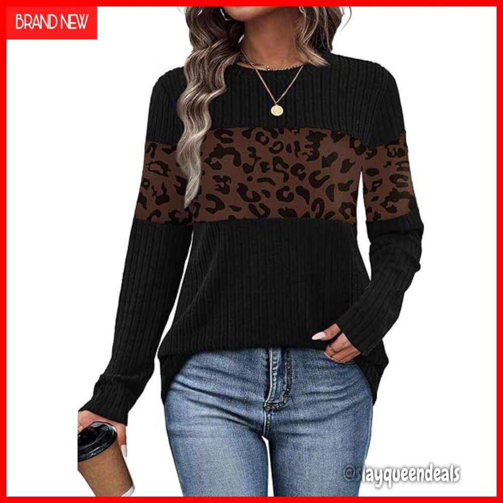 Loose Fit Tunic Pullover Sweater, Polyester Blend, Long Sleeve Crew Neck